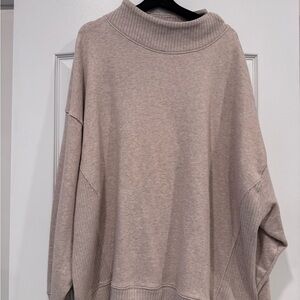 Aerie Down to Earth Mock Neck Sweatshirt Cream Size XXL NWT